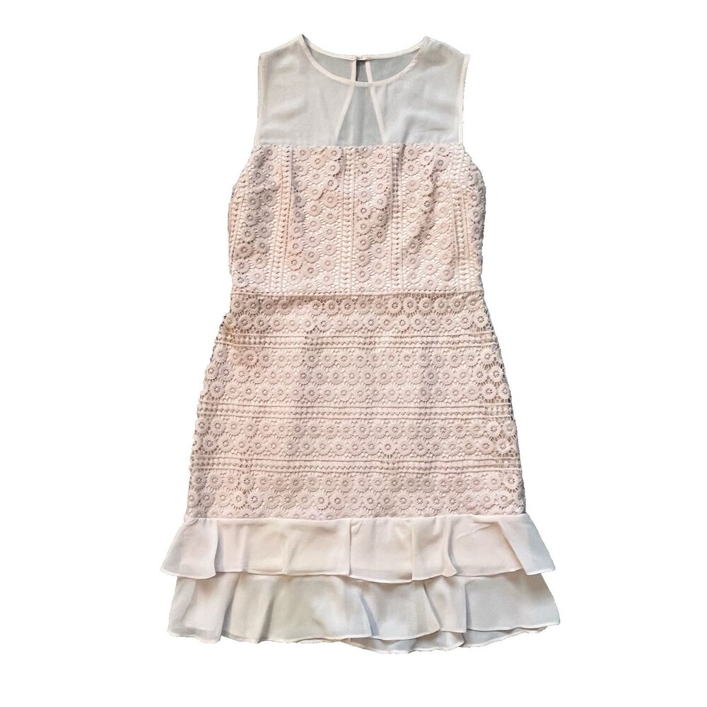 BETSEY JOHNSON Confection Pink Blush Lace Overlay Sheath Dress size 14